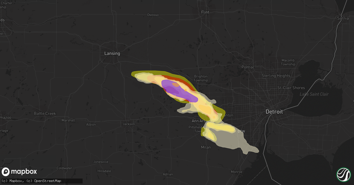 Hail map in Pinckney, MI on June 15, 2023