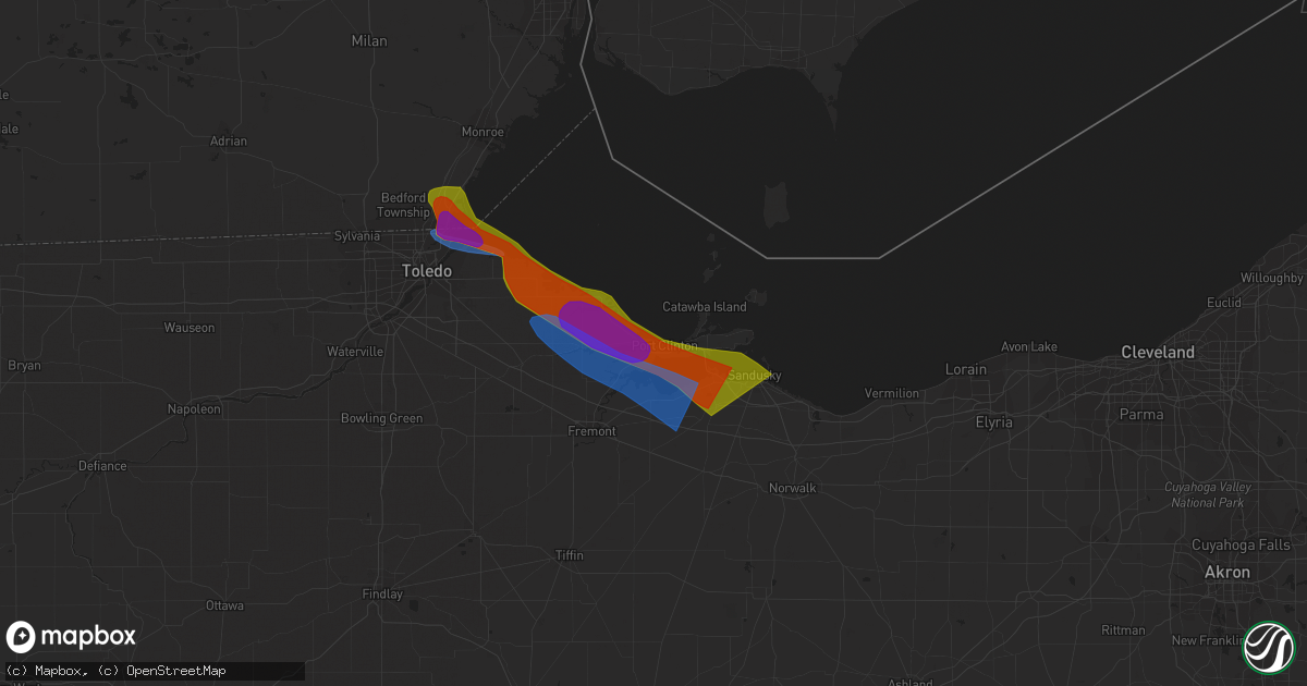 Hail map in Port Clinton, OH on June 15, 2023