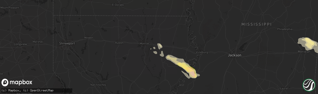 Hail map in Rayville, LA on June 15, 2023