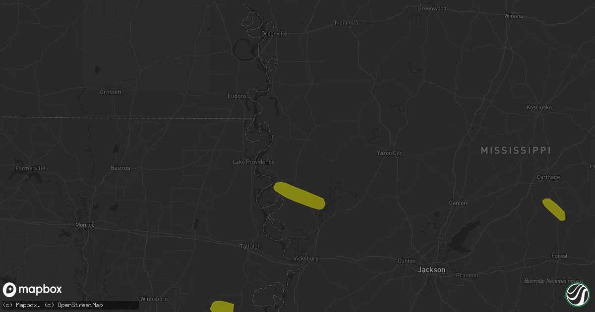 Hail map in Rolling Fork, MS on June 15, 2023