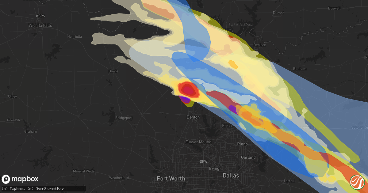 Hail map in Sanger, TX on June 15, 2023