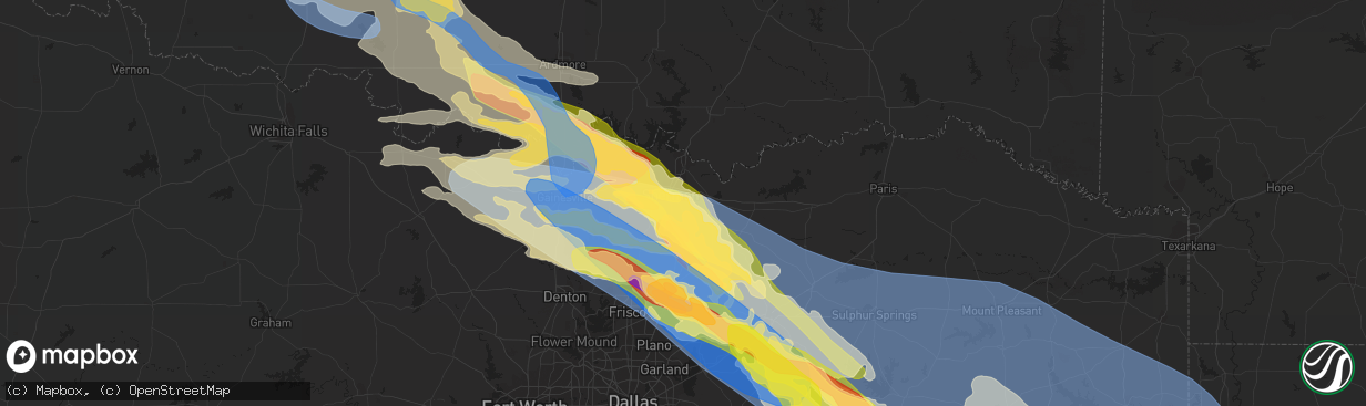 Hail map in Sherman, TX on June 15, 2023