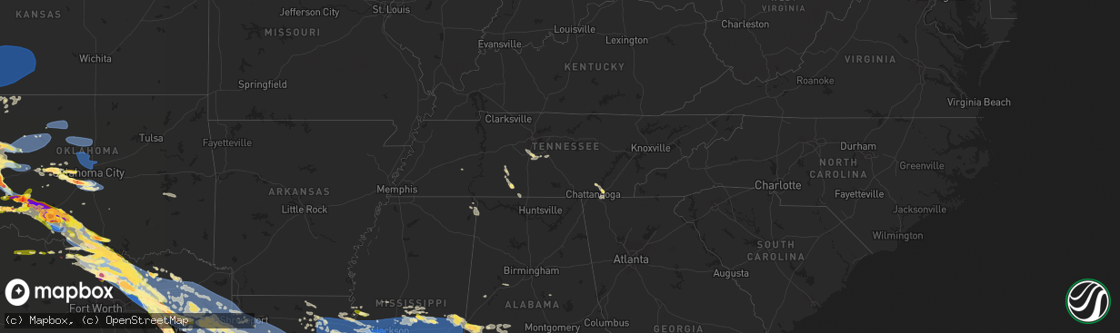 Hail map in Tennessee on June 15, 2023