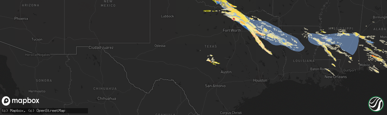 Hail map in Texas on June 15, 2023