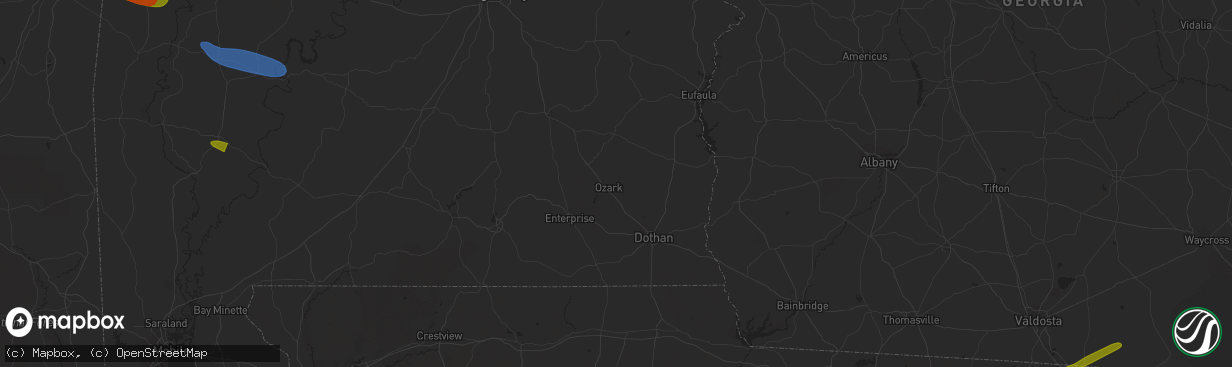 Hail map in Thomasville, AL on June 15, 2023