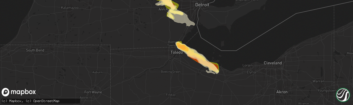 Hail map in Toledo, OH on June 15, 2023