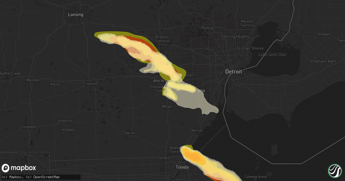 Hail map in Ypsilanti, MI on June 15, 2023