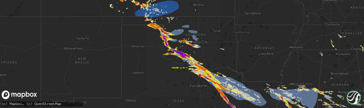 Hail map on June 15, 2023