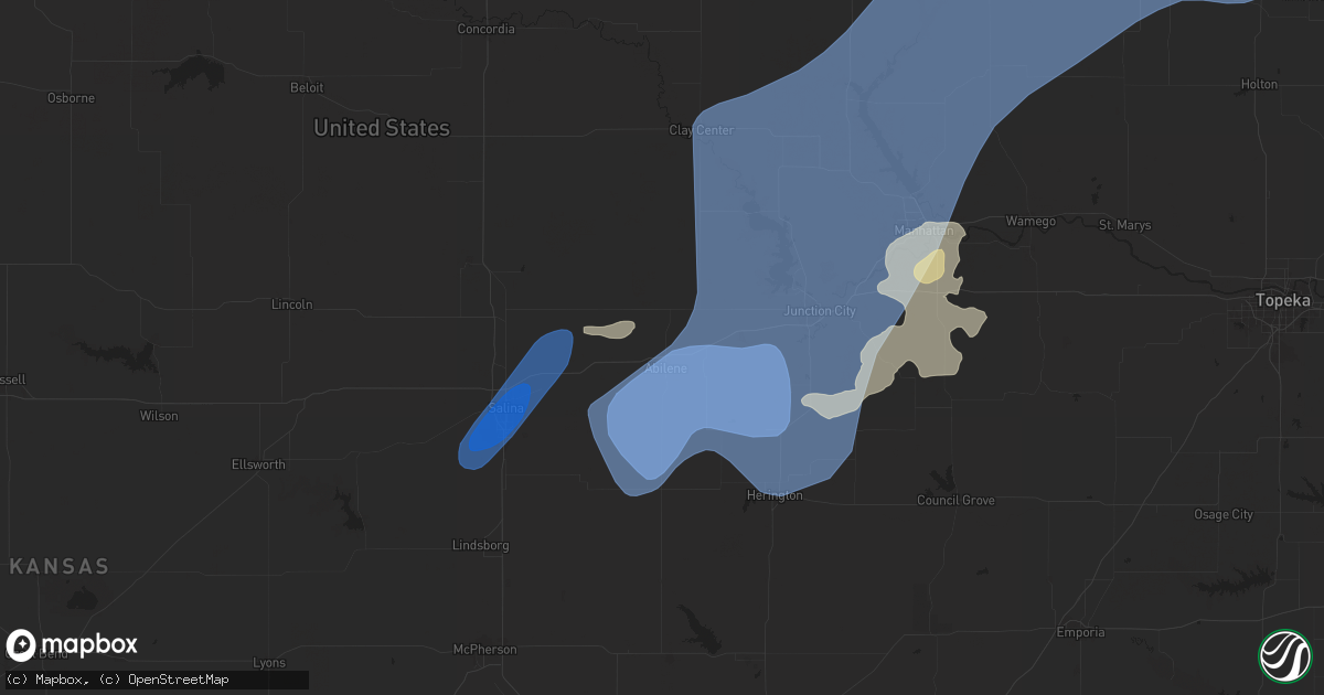Hail map in Abilene, KS on June 15, 2024