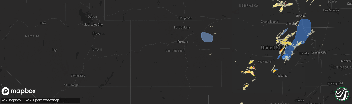 Hail map in Colorado on June 15, 2024