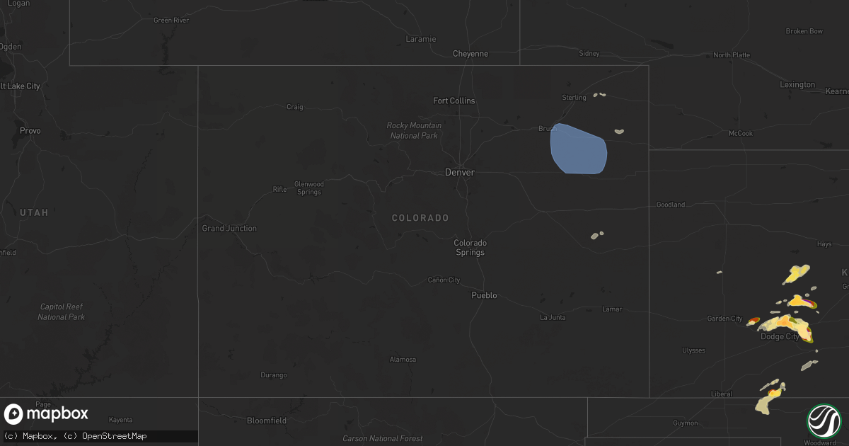 Hail map in Colorado on June 15, 2024