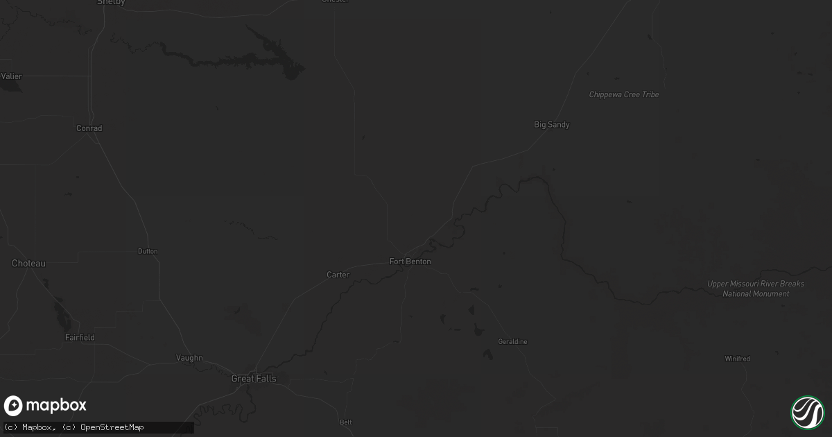 Hail map in Fort Benton, MT on June 15, 2024