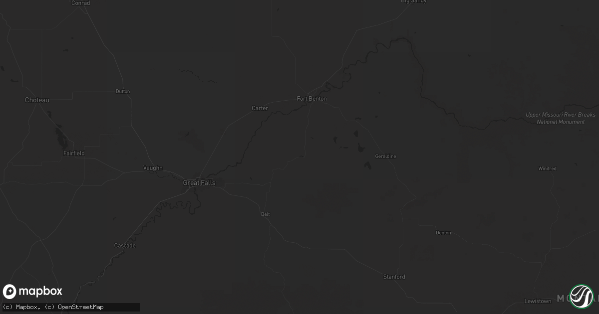Hail map in Highwood, MT on June 15, 2024