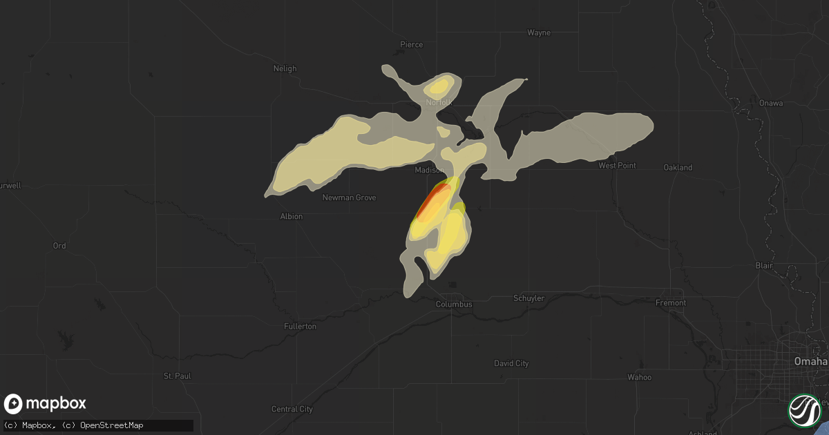 Hail map in Humphrey, NE on June 15, 2024