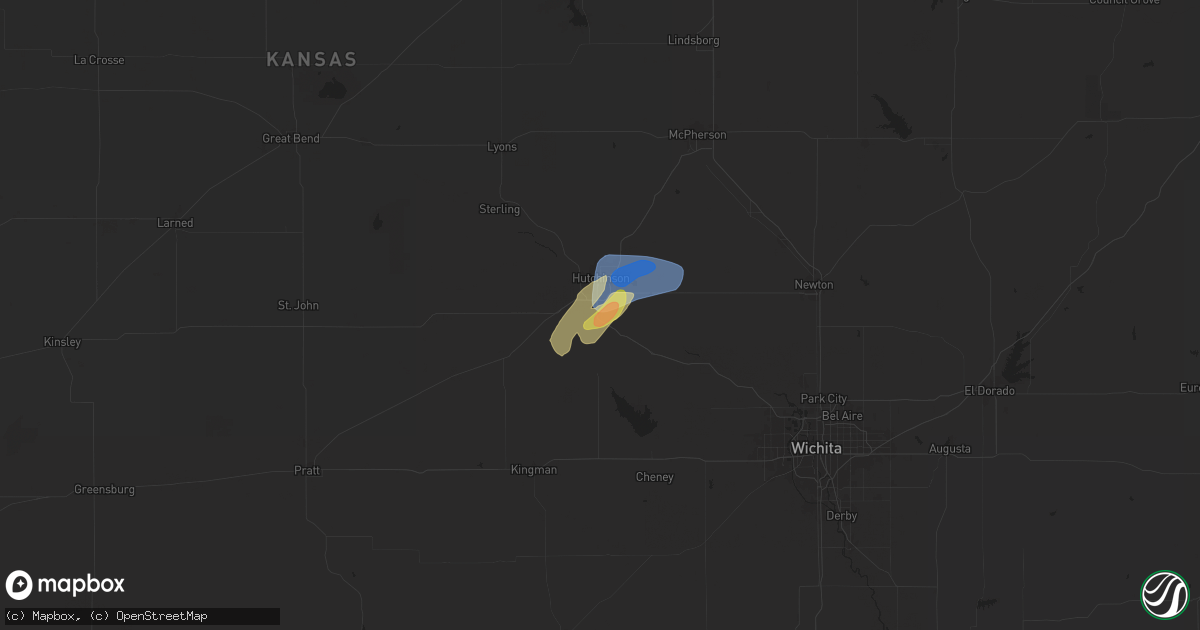 Hail map in Hutchinson, KS on June 15, 2024