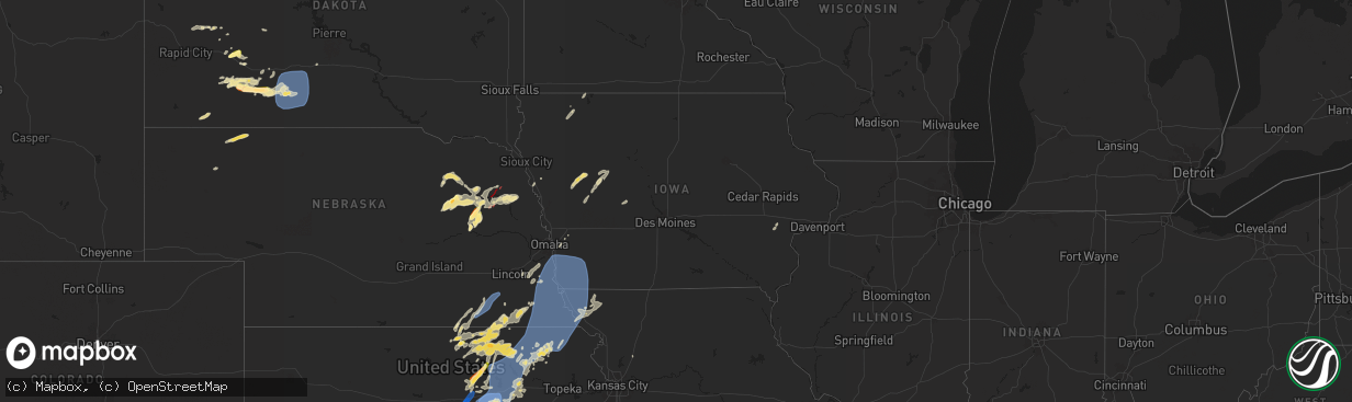 Hail map in Iowa on June 15, 2024