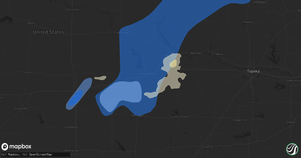 Hail map in Junction City, KS on June 15, 2024