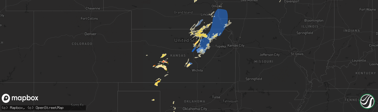 Hail map in Kansas on June 15, 2024