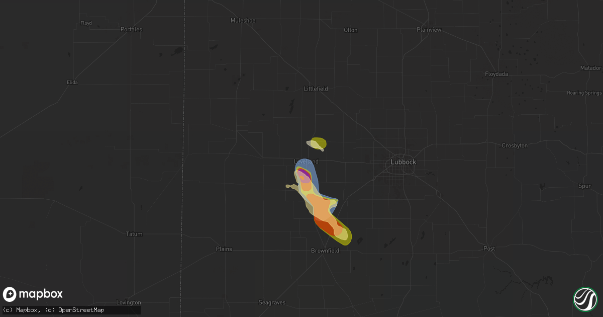 Hail map in Levelland, TX on June 15, 2024