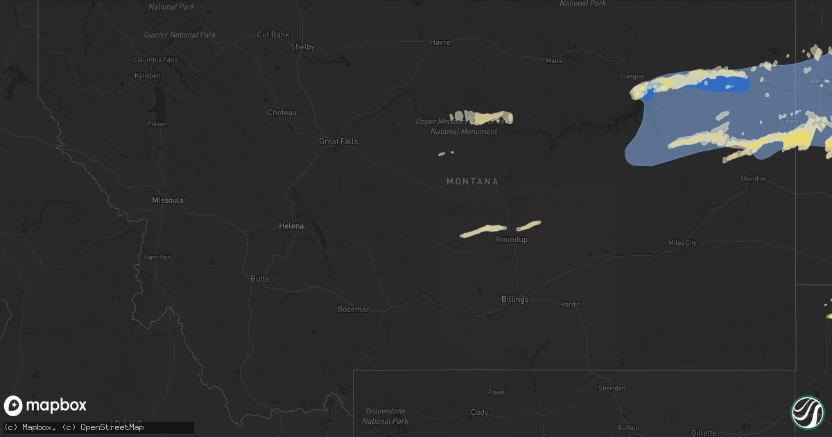 Hail map in Montana on June 15, 2024