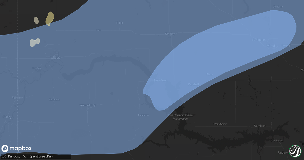 Hail map in New Town, ND on June 15, 2024