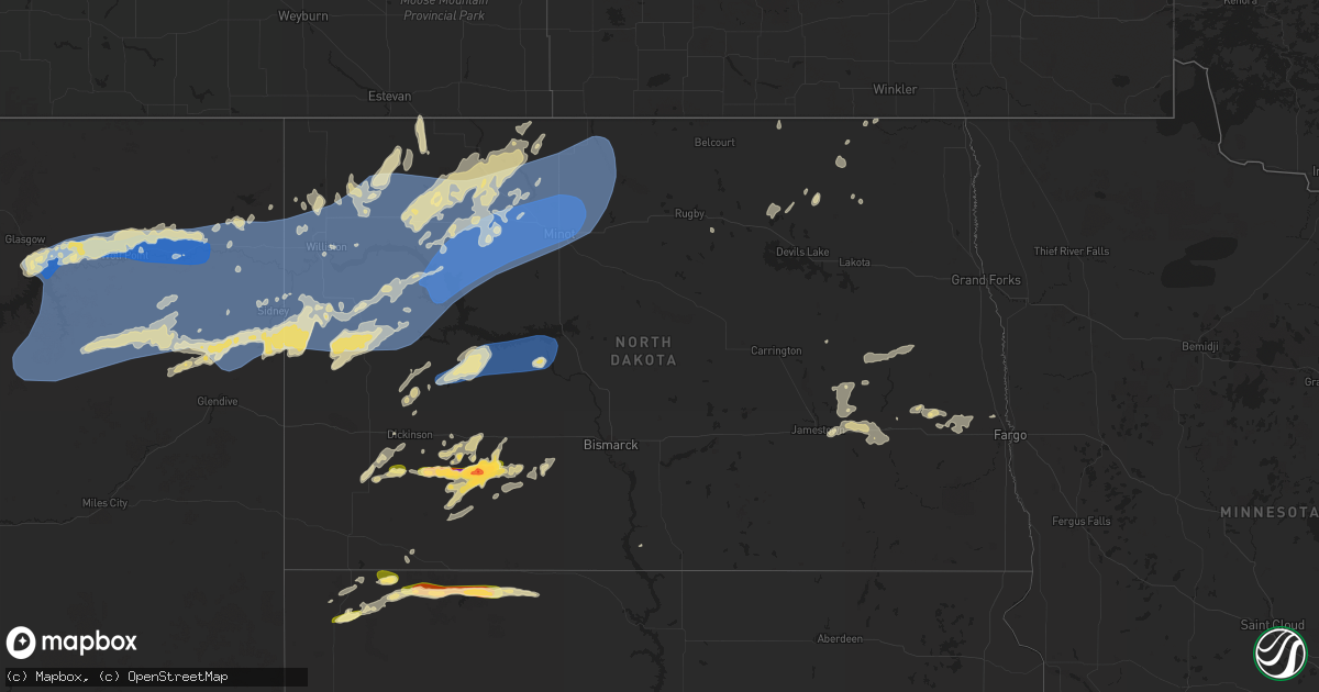 Hail map in North Dakota on June 15, 2024