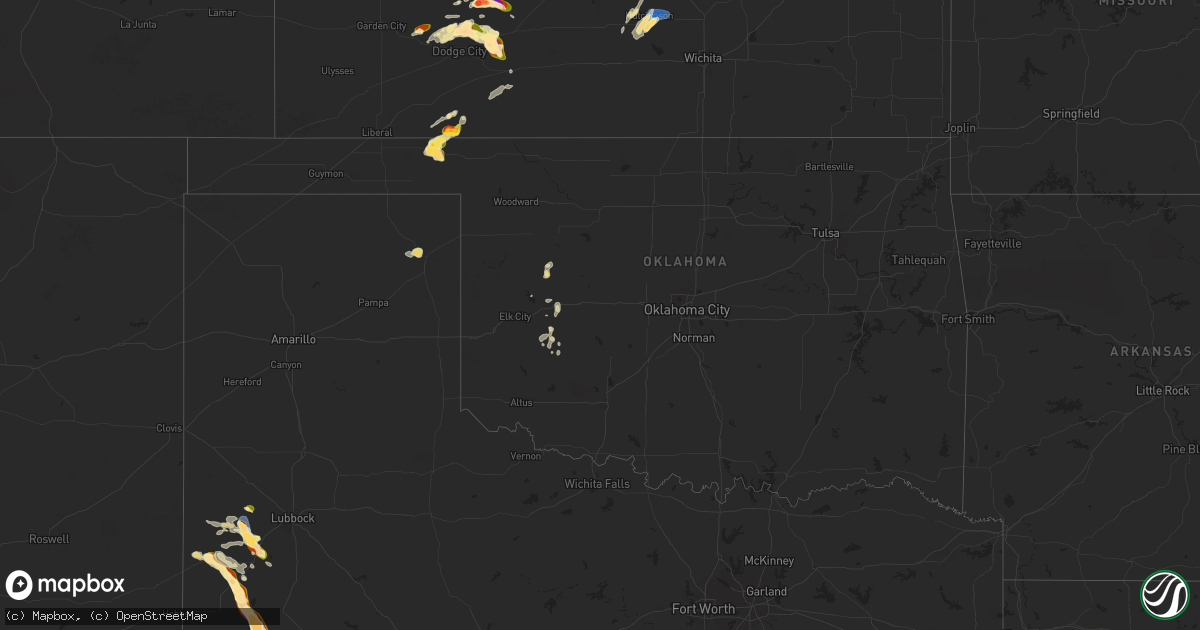 Hail map in Oklahoma on June 15, 2024