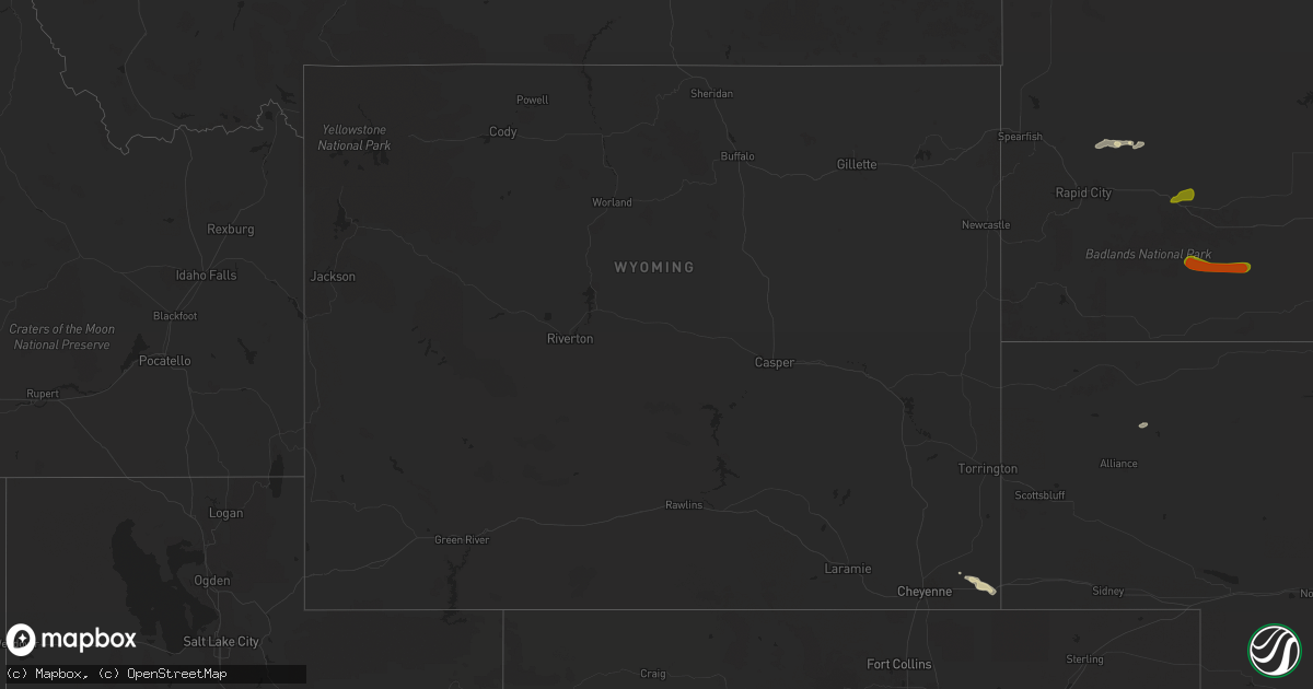 Hail map in Wyoming on June 15, 2024