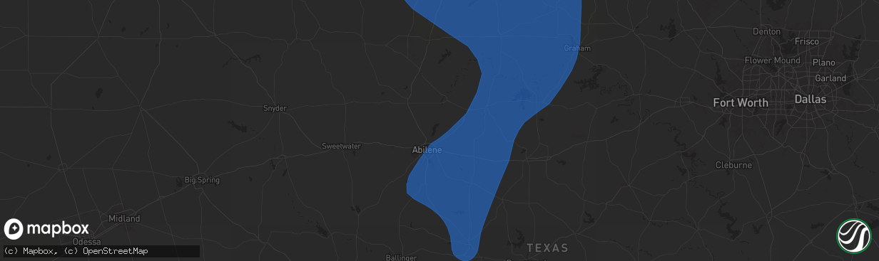 Hail map in Abilene, TX on June 15, 2025