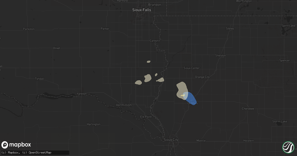 Hail map in Alcester, SD on June 15, 2025