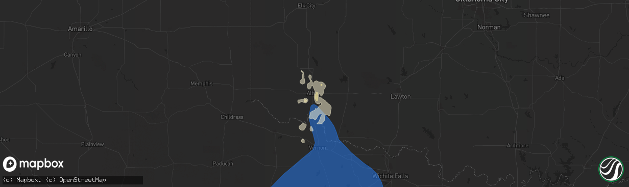Hail map in Altus, OK on June 15, 2025