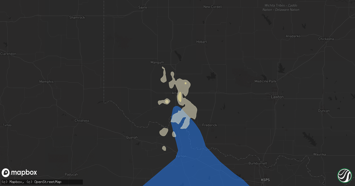 Hail map in Altus, OK on June 15, 2025