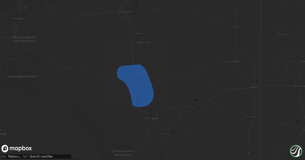 Hail map in Artesia, NM on June 15, 2025