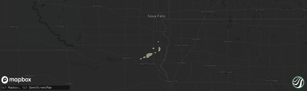 Hail map in Beresford, SD on June 15, 2025