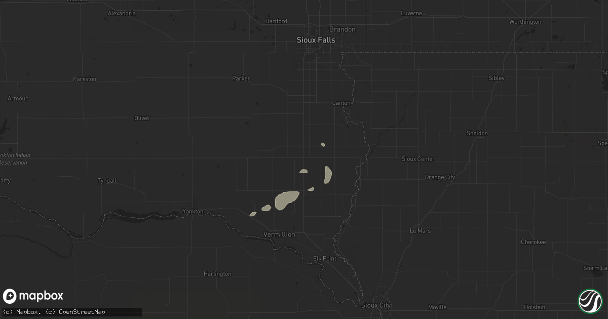 Hail map in Beresford, SD on June 15, 2025