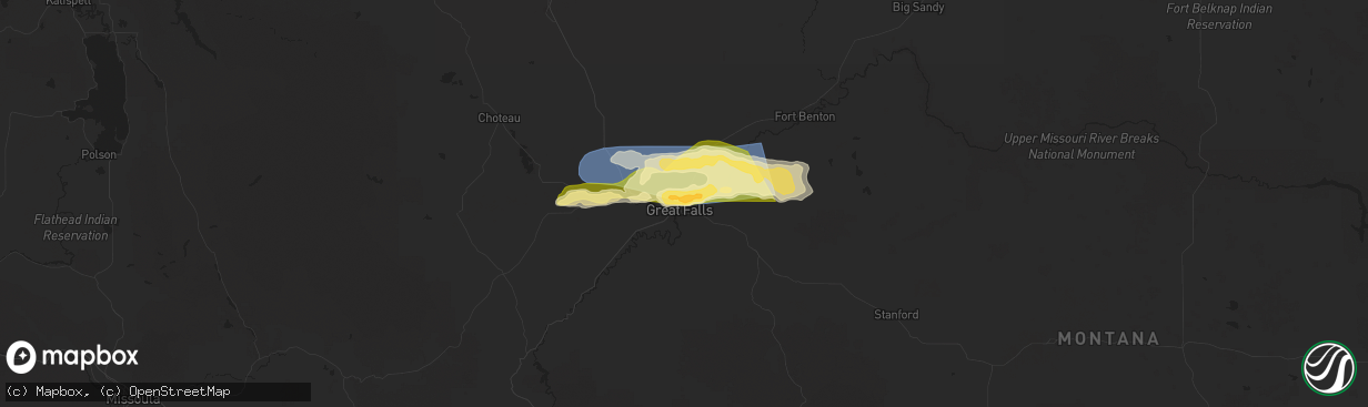 Hail map in Black Eagle, MT on June 15, 2025