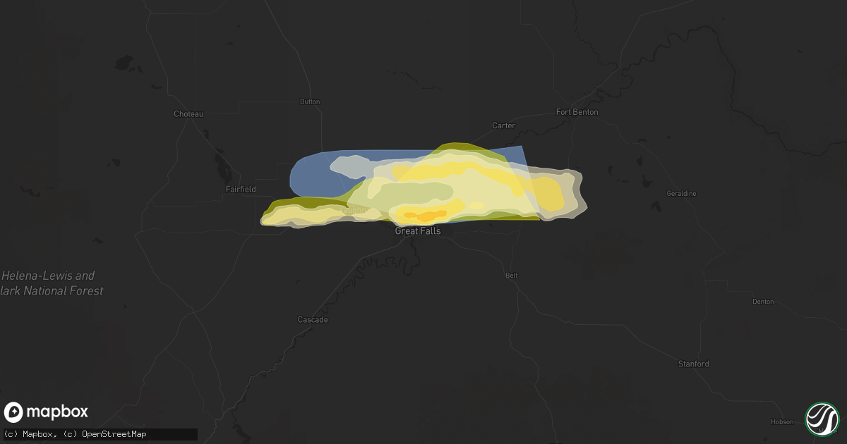 Hail map in Black Eagle, MT on June 15, 2025