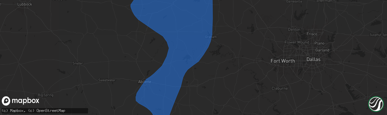 Hail map in Breckenridge, TX on June 15, 2025