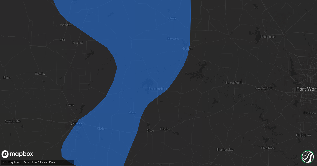 Hail map in Breckenridge, TX on June 15, 2025