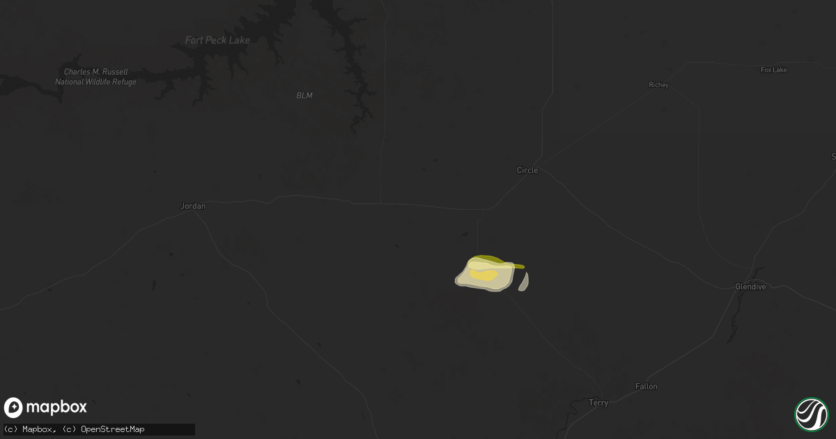 Hail map in Brockway, MT on June 15, 2025