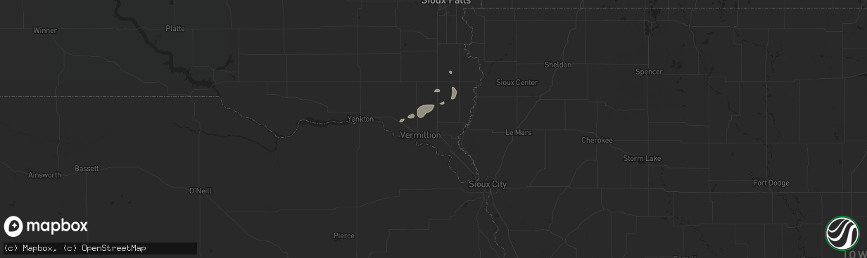 Hail map in Burbank, SD on June 15, 2025