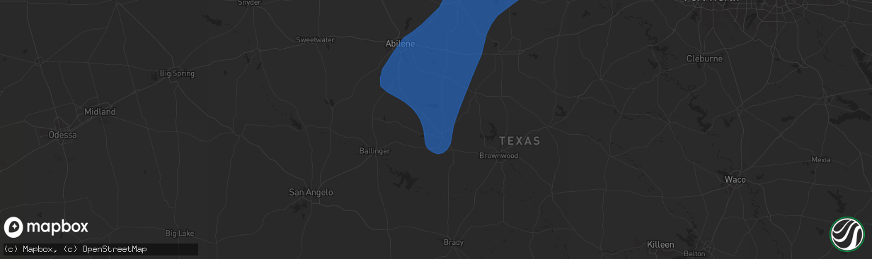 Hail map in Coleman, TX on June 15, 2025