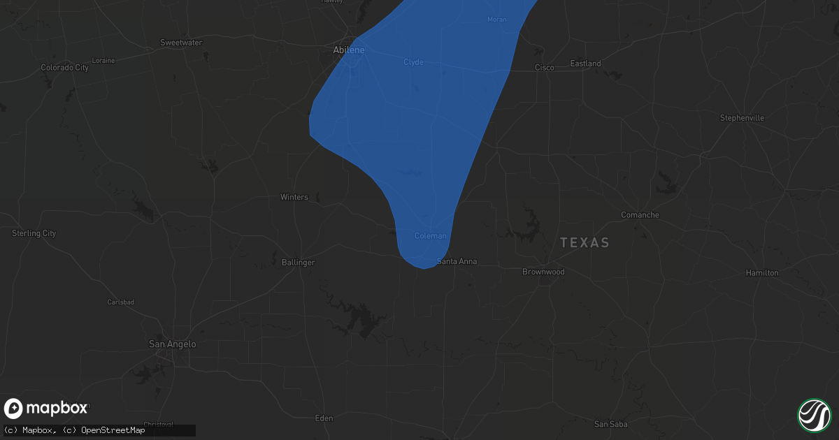 Hail map in Coleman, TX on June 15, 2025