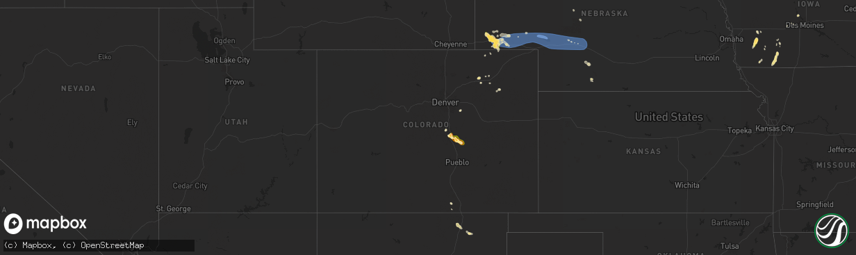 Hail map in Colorado on June 15, 2025