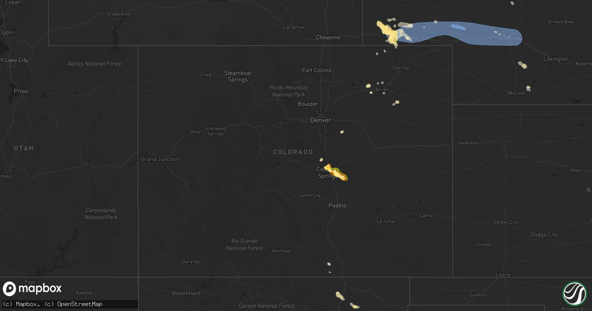 Hail map in Colorado on June 15, 2025