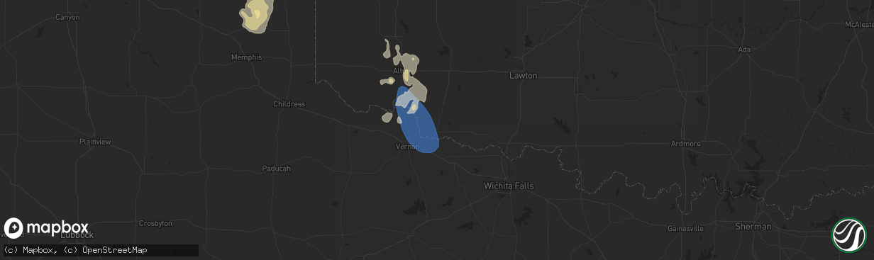 Hail map in Davidson, OK on June 15, 2025