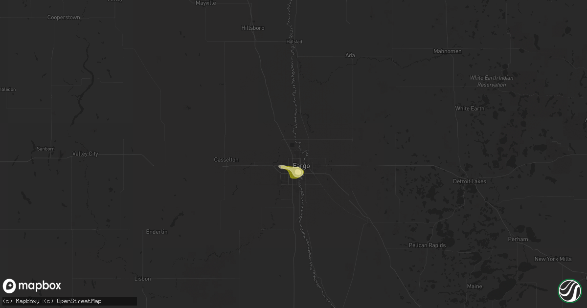 Hail map in Fargo, ND on June 15, 2025