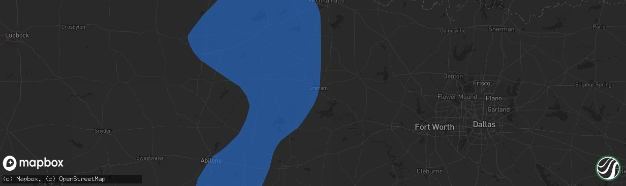 Hail map in Graham, TX on June 15, 2025