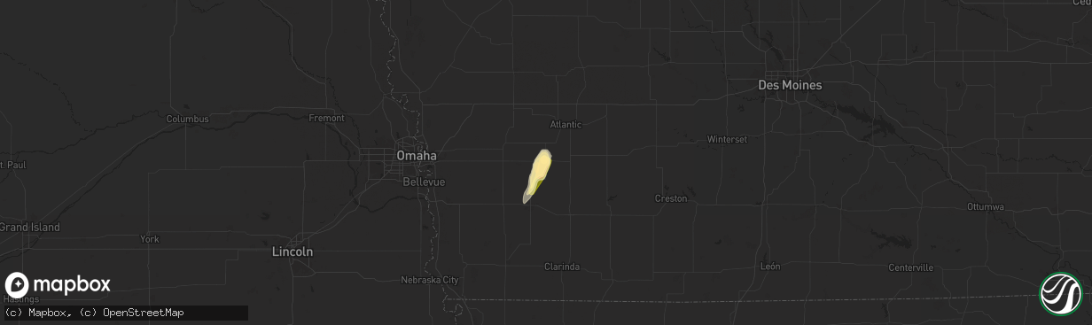 Hail map in Griswold, IA on June 15, 2025