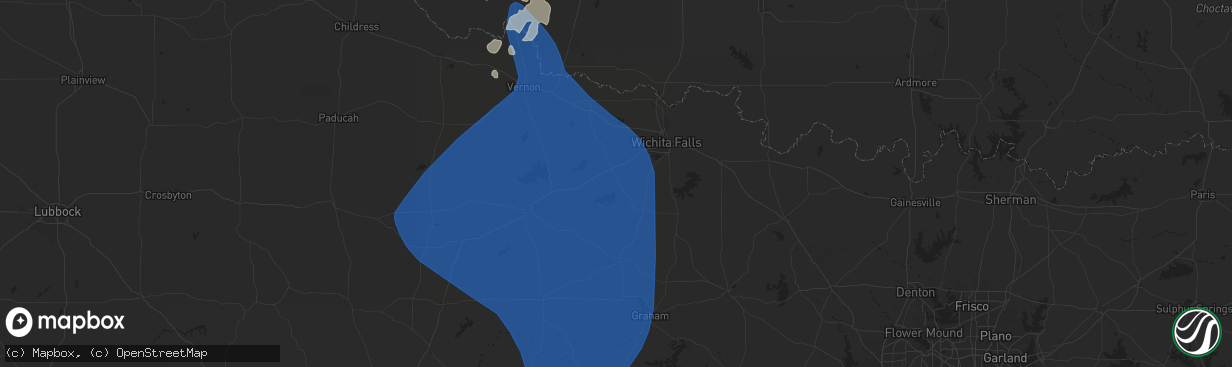 Hail map in Holliday, TX on June 15, 2025